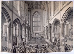 View from the East End of the Interior of Bath Abbey, with Congregation