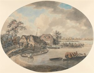 Mill on the Avon, Pershore, Worcestershire by Samuel Hieronymus Grimm