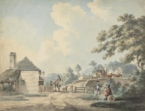 The Toll-house with a Coach Crossing the Bridge by Samuel Howitt