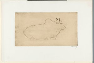 Lying Zebu by Samuel Jessurun de Mesquita (signed by artist)