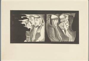 Two Groups of Figures with Their Backs to Each Other by Samuel Jessurun de Mesquita (signed by artist)