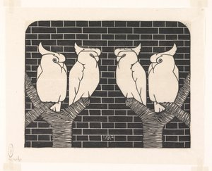 Four Crowned Cockatoos by Samuel Jessurun de Mesquita (signed by artist)