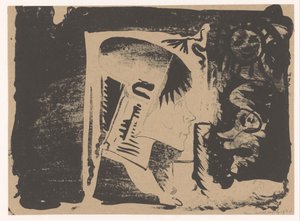 Fantasy: Profile Head to the Right in a White Rectangle, Surrounded by Black by Samuel Jessurun de Mesquita