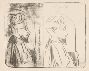Fantasy: Twice a Man with a Beard in Profile to the Right