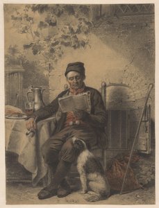 Man Reading with Dog