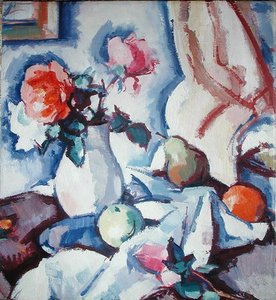 Roses in a White Vase