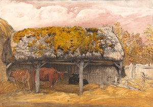 A Cow Lodge with a Mossy Roof by Samuel Palmer