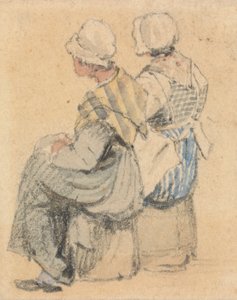 Two Peasant Girls, Seated by Samuel Prout