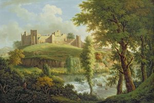 Ludlow Castle with Dinham Weir, from the South-West