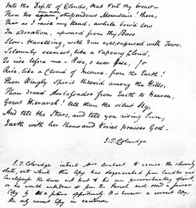 Last lines of Coleridge