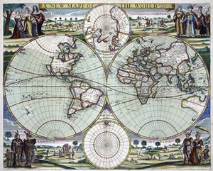A New Map of the World, c.1702 by Samuel Thornton