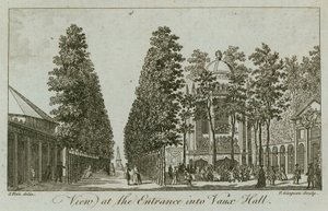 View of the entrance into Vauxhall Gardens, London by Samuel Wale