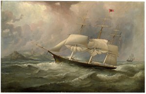The Black Ball Line Clipper Ship Ocean Chief Reducing Sail on Her Australian Run, c.1853