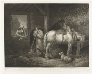 Conversation in the Stable by Samuel William Reynolds (I)