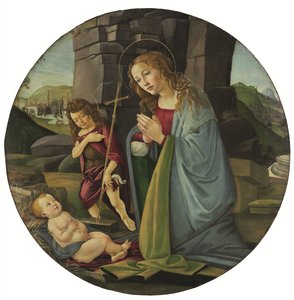 The Madonna Adoring the Christ Child with the Young Saint John the Baptist by Sandro (and workshop) Botticelli