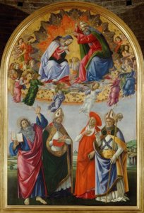 Coronation of Mary with Four Saints