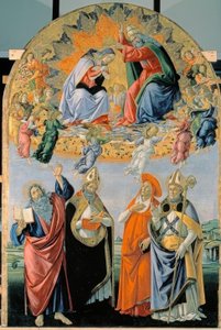 Coronation of Mary with Four Saints