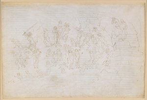 The Divine Comedy, Inferno XXVIII. Virgil and Dante in the Eighth Circle of Hell (Malebolge), 9th Bolgia: Punishment of Heretics and Sowers of Discord; Encounter with Mohammed and Bertran de Born by Sandro Botticelli