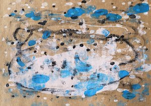 Blue White Abstract Splatters