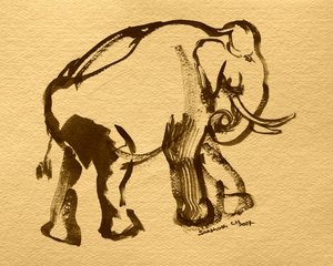 Elegant Ink Elephant by Santhosh ch