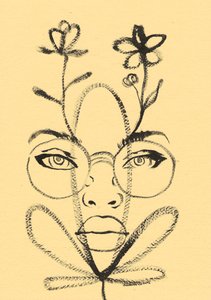 Floral Face Drawing