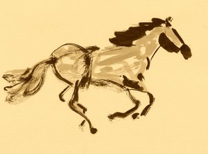 Galloping Sepia Horse by Santhosh ch