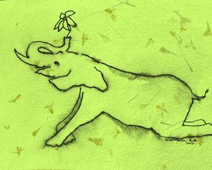 Happy Elephant With Flower by Santhosh ch