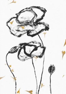 Minimalist Charcoal Poppies by Santhosh ch
