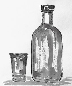 Spirits Bottle and Glass