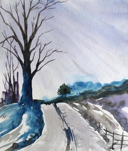 Winding Snowy Road