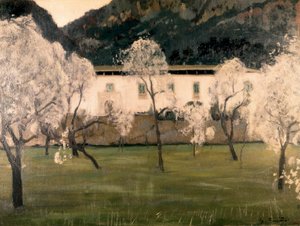 Landscape with flowers in trees by Santiago Rusinol i Prats