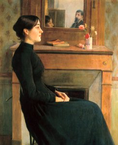 Portrait of a Woman, Painting by Santiago Rusiñol y Prats by Santiago Rusinol i Prats