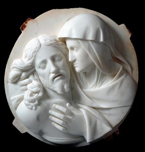 Pieta Marble Sculpture by Santo Varni (1807-1885) 1863-1870. From the collection of Prince Odon di Savoia. Genoa, Galleria d