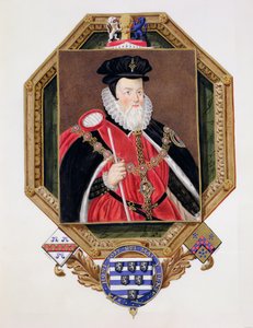 Portrait of William Cecil (1520-98) 1st Baron Burghley from Memoirs of the Court of Queen Elizabeth, after a Picture by Marcus Gheeraerts the Younger, Published in 1825