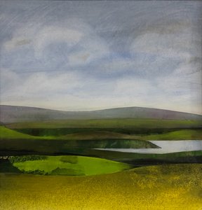 Watery Somerset Landscape, 2023 by Sarah Thompson Engels