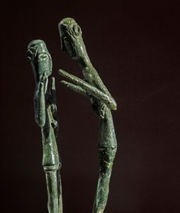 Sculpted group of bronze wrestlers. 8th-7th century BC. Museo Nazionale Archeologico, Cagliari, Sardinia, Italy by Sardinia Nuragic Civilization