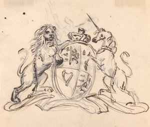 Coat of Arms flanked by a Unicorn and Lion