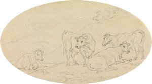 Four Cows in a Field by Sawrey Gilpin
