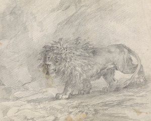 Lion Walking in Rocky Landscape by Sawrey Gilpin