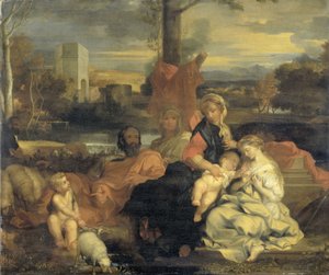 The Mystic Marriage of St Catherine by Sébastien Bourdon (follower of)