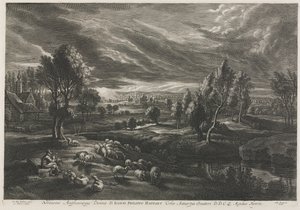 Landscape with Shepherd Playing a Flute by Schelte Adams Bolswert