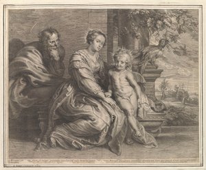 Holy Family with Parrot by Schelte Adamsz. Bolswert