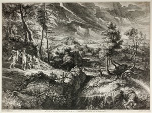 Landscape with Philemon and Baucis, from Large Landscapes by Schelte Adamsz. Bolswert
