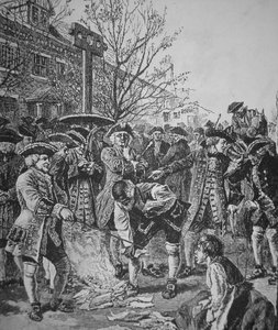 Bostonians Burning the Stamped Paper by School American