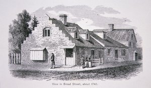 View of Broad Street, New York City c.1740 by School American