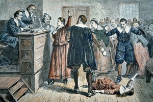 Witches of Salem - a girl bewitched at a trial in 1692