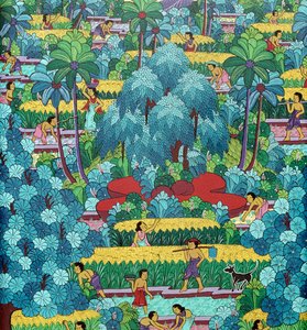 Traditional Balinese Naive Painting, Indonesia 20th Century