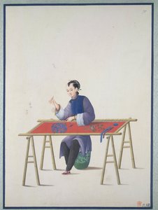 A woman embroidering, c.1800 by School Chinese