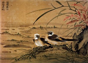 Art China: Birds. Silk painting by Li Youen Kien from the 16th century by School Chinese