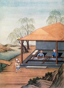 Old paper mill, colour print, China